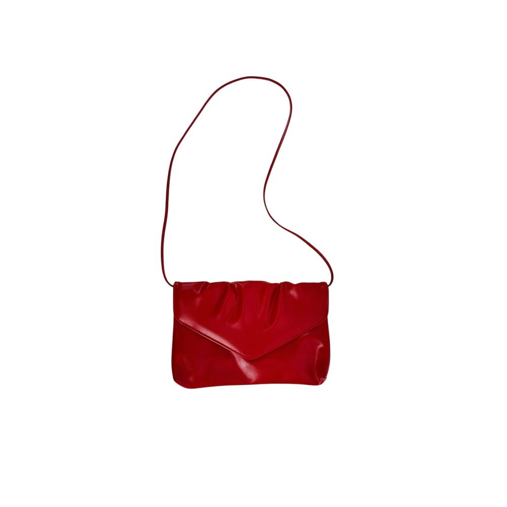 Vintage Red Soulder Bag Vinyl Envelope Style Skinny Strap 80s 90s